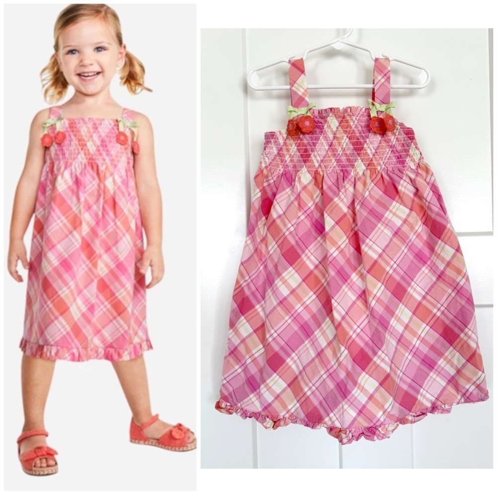 Gymboree Pink Plaid Smocked Sundress – Toddler 4T